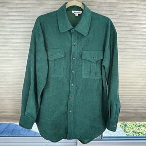 &merci EN MERCI Vintage Green Men's Corduroy Casual Button-Down Shirt Cabincore